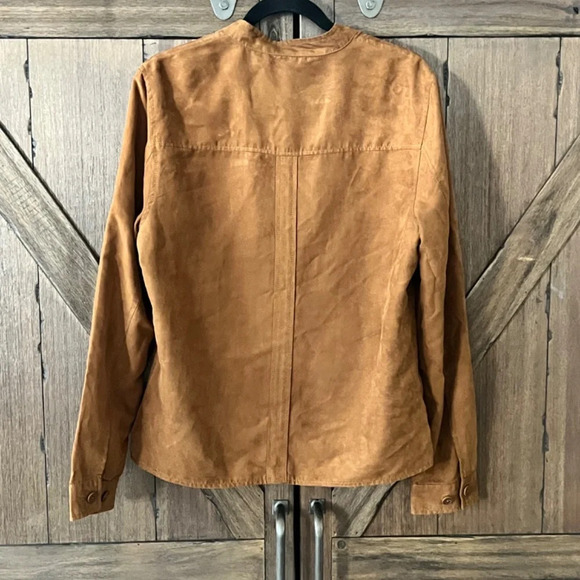Zara Man Faux Suede Bomber Jacket Camel Size Medium - Picture 4 of 6